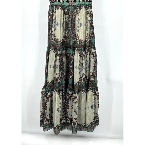 ANTHROPOLOGIE BHANUNI BY JYOTI maxi dress floral beaded sleeveless ruffle 4 - Picture 7 of 11